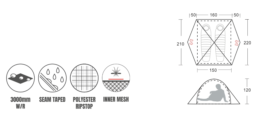 Camping Series 2 Person Tent Details