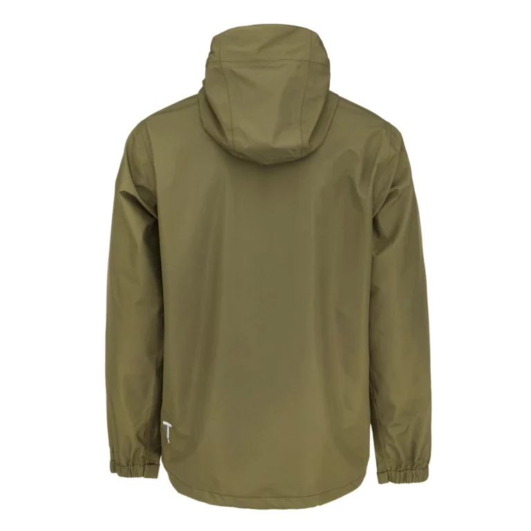 Men’s K2 Rain Jacket -back– waterproof, windproof, and breathable. Designed with a DWR-coated fabric, adjustable hood, zippered pockets, and a lightweight, packable design for outdoor adventures.