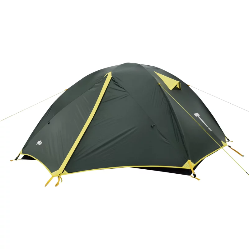 TREQA Light Series 3P Tent with rainfly installed, showing full coverage and aerodynamic profile.